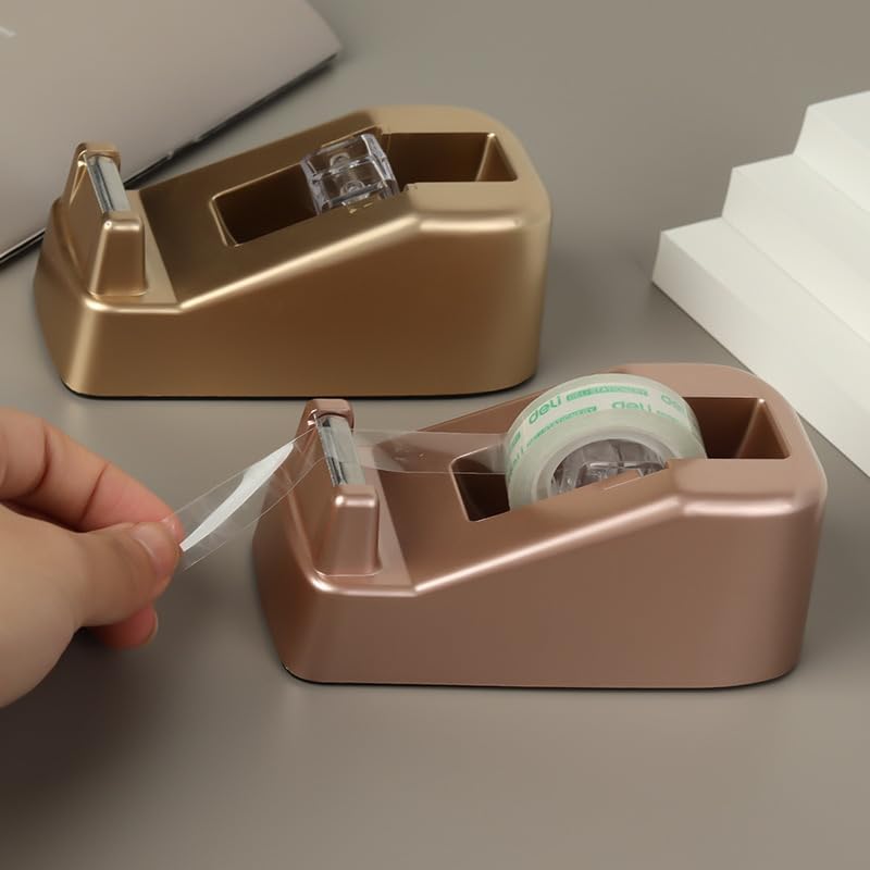 LASUND Basics Desktop Tape Dispenser, Office Desk Tape Dispenser, Heavy Duty Desk Accessories Office Tape Dispensers, Weighted Non-Skid Base,Ideal for Home, Office, School, or Business (Gold) - Image 5